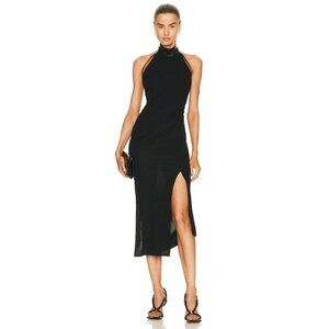 helmut lang halter midi dress Helmut Lang Mesh Halter Bodycon Midi Dress